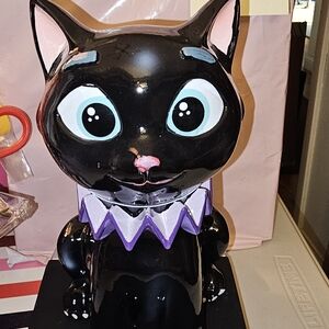 Black Cat Figurine with Purple Accents